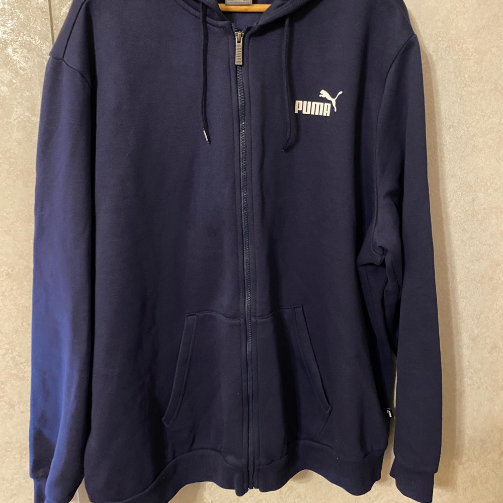 Puma, mens full zip hoodie navy blue 3XL
